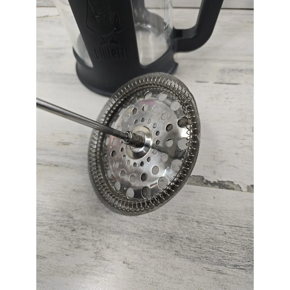 Bialetti French Press Coffee Maker 8 Cup Black Glass Stainless Steel Omino Logo